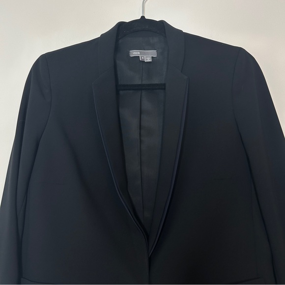 Vince Black Single Button Blazer Size 4 Navy Detail - Picture 4 of 8